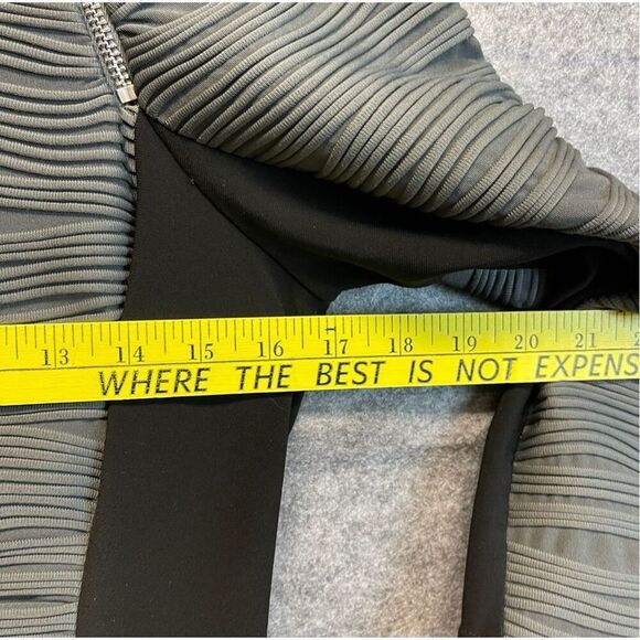 JOSEPH RIBKOFF Dress Women's Size 10 Gray Black Colorblock Textured Midi Zipper - Picture 7 of 14